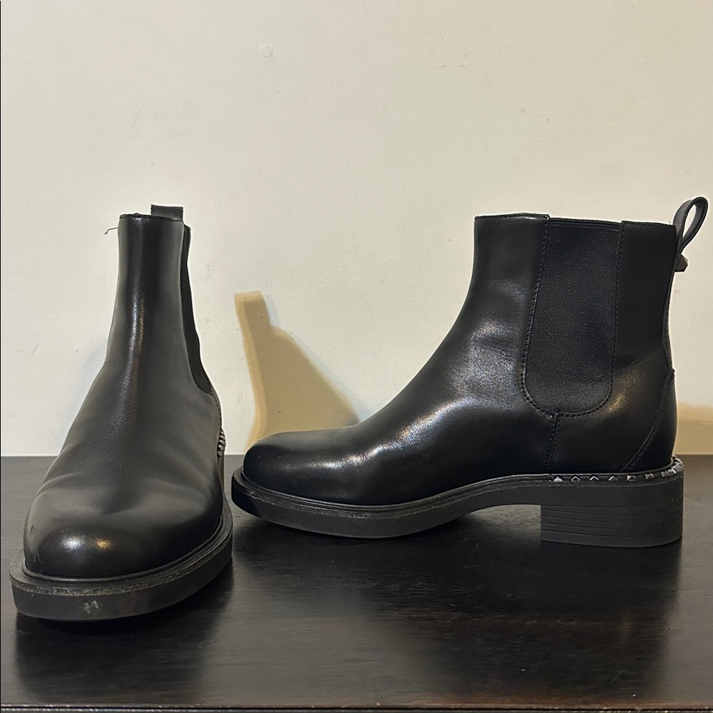 Ash Sleek Black Leather Booties